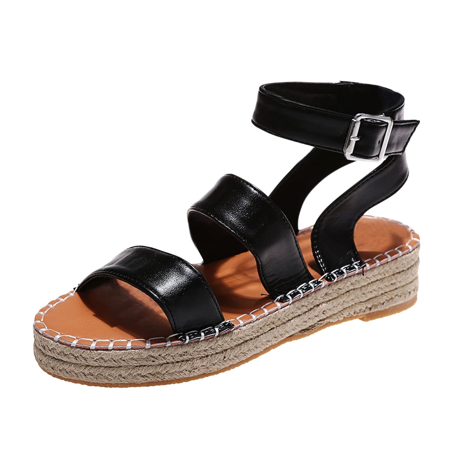 Women's Leopard Print Wedge Heel Platform Sandals with Buckle Strap - Comfortable Espadrille Summer Shoes for Casual Outings, Beach Vacations & Date Nights