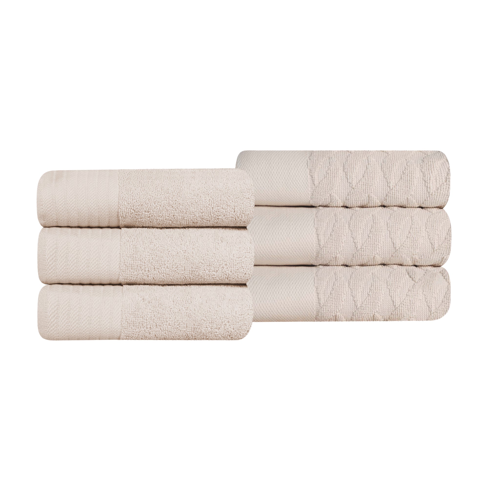 Premium 6-Piece Turkish Cotton Jacquard Herringbone Hand Towel Set - Soft & Absorbent Bath Towels for Spa, Guest Bathroom, and Luxury Home Decor