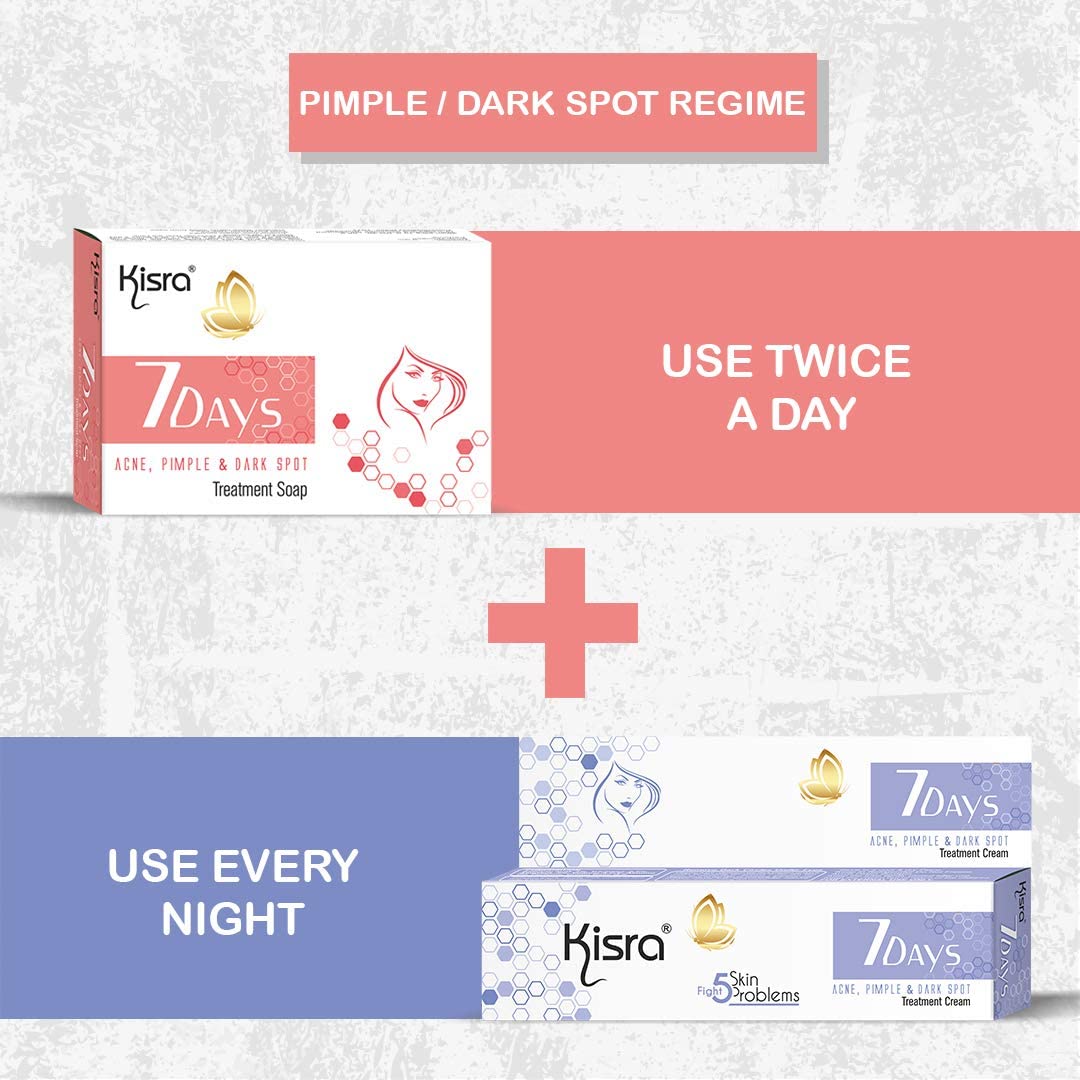 Kisra 7-Day Acne Treatment Soap | Clears Acne, Pimples & Dark Spots | Unclogs Pores & Deep Cleansing | Gentle & Refreshing Formula | 75g (Pack of 2) | Perfect for Daily Skincare Routine & Travel