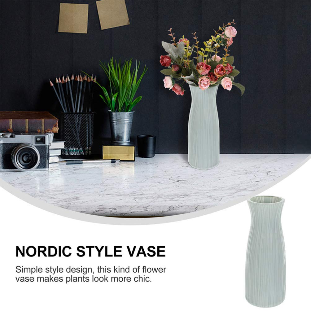 DOITOOL 2-Pack Plastic Flower Vases - Imitation Ceramic Nordic Style Home Decor for Floral Arrangements, Table Centerpiece, Wedding & Living Room Decor (White)