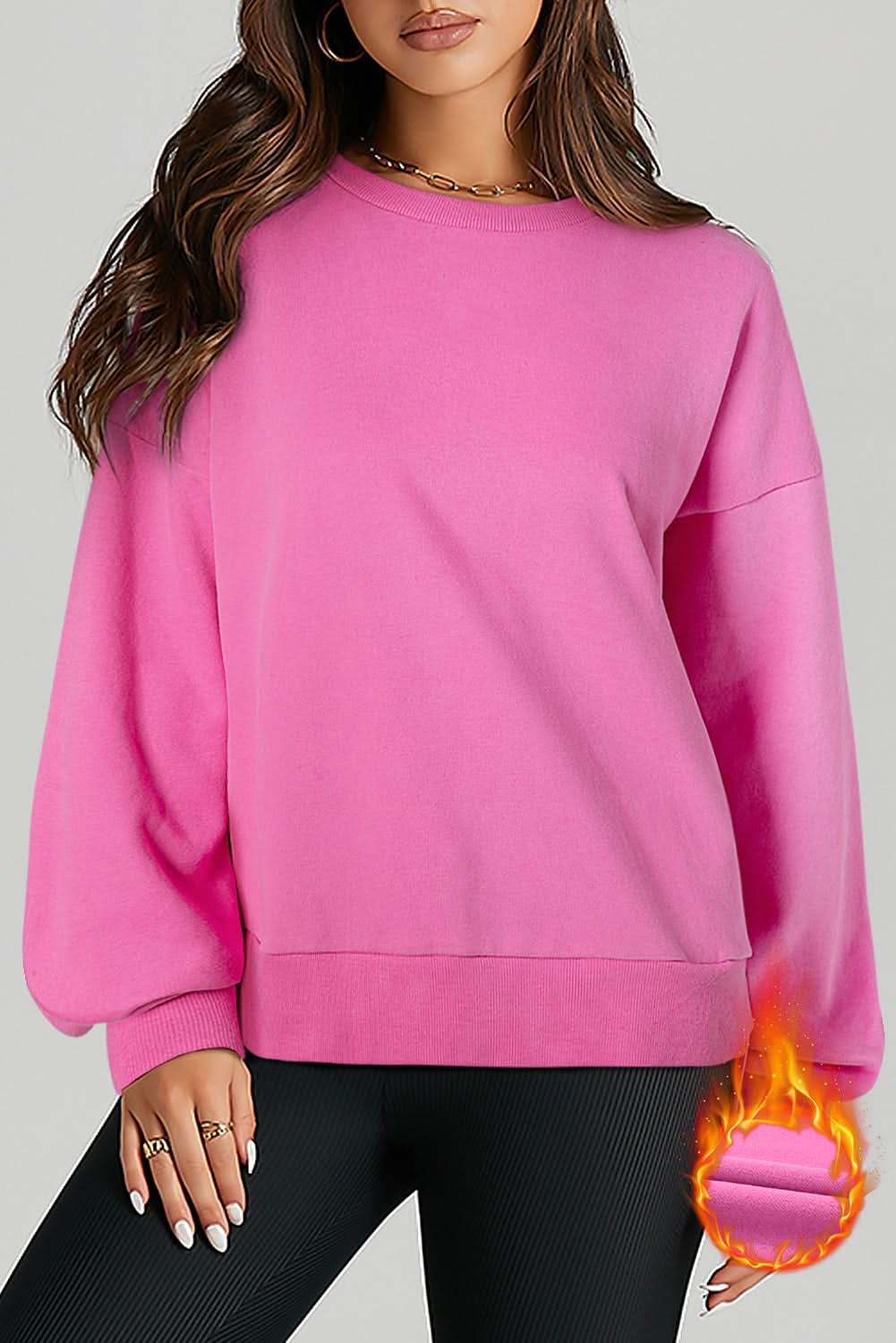 Bonbon Fleece Lined Sweatshirt for Women - Cozy Winter Pullover with Soft Inner Lining - Perfect for Casual Outfits, Outdoor Activities & Cold Weather Layering
