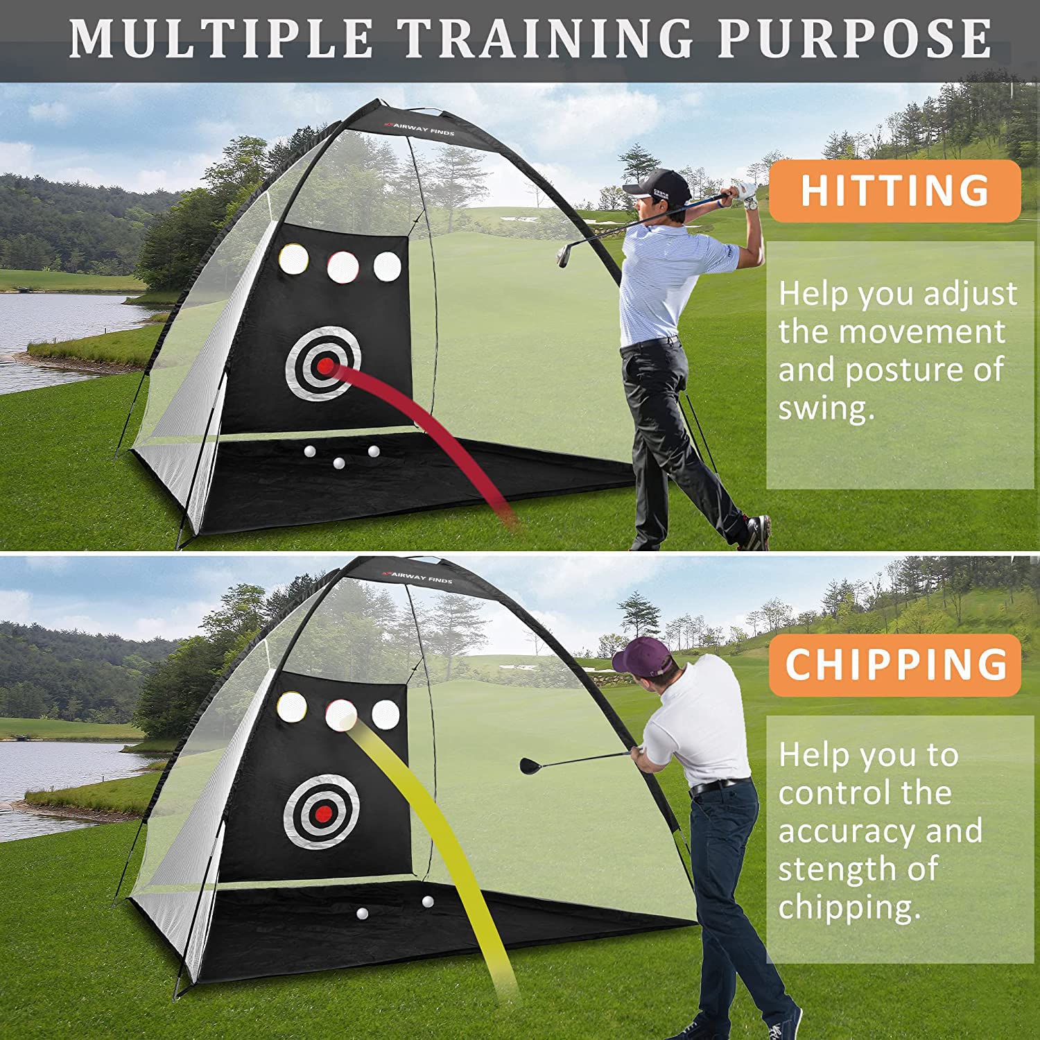 10x7ft Golf Practice Net with Target - Includes Golf Mat, 5 Balls, Tees & Carry Bag - Backyard Driving & Chipping Training for Indoor/Outdoor Use - Perfect for Home Practice & Backyard Golf Sessions