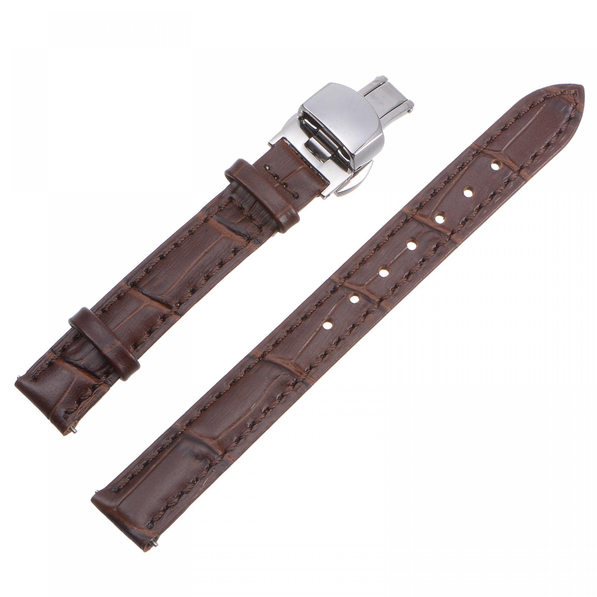 Premium Leather Watch Band with Quick Release Deployment Buckle - Multiple Sizes Cowhide Watch Strap for Men & Women - Perfect for Dress, Casual & Business Wear