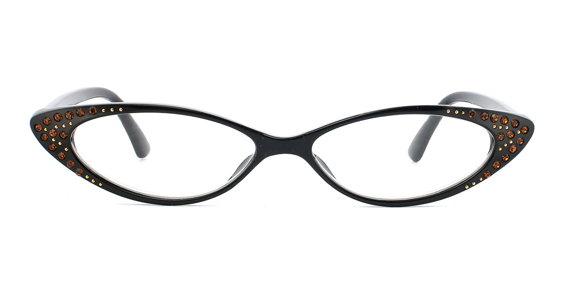 Enchanting Jeweled Cat Eye Reading Glasses RD RH3211 Black/Gold - Stylish & Elegant Eyewear for Women, Perfect for Reading, Office, and Fashion Accessories