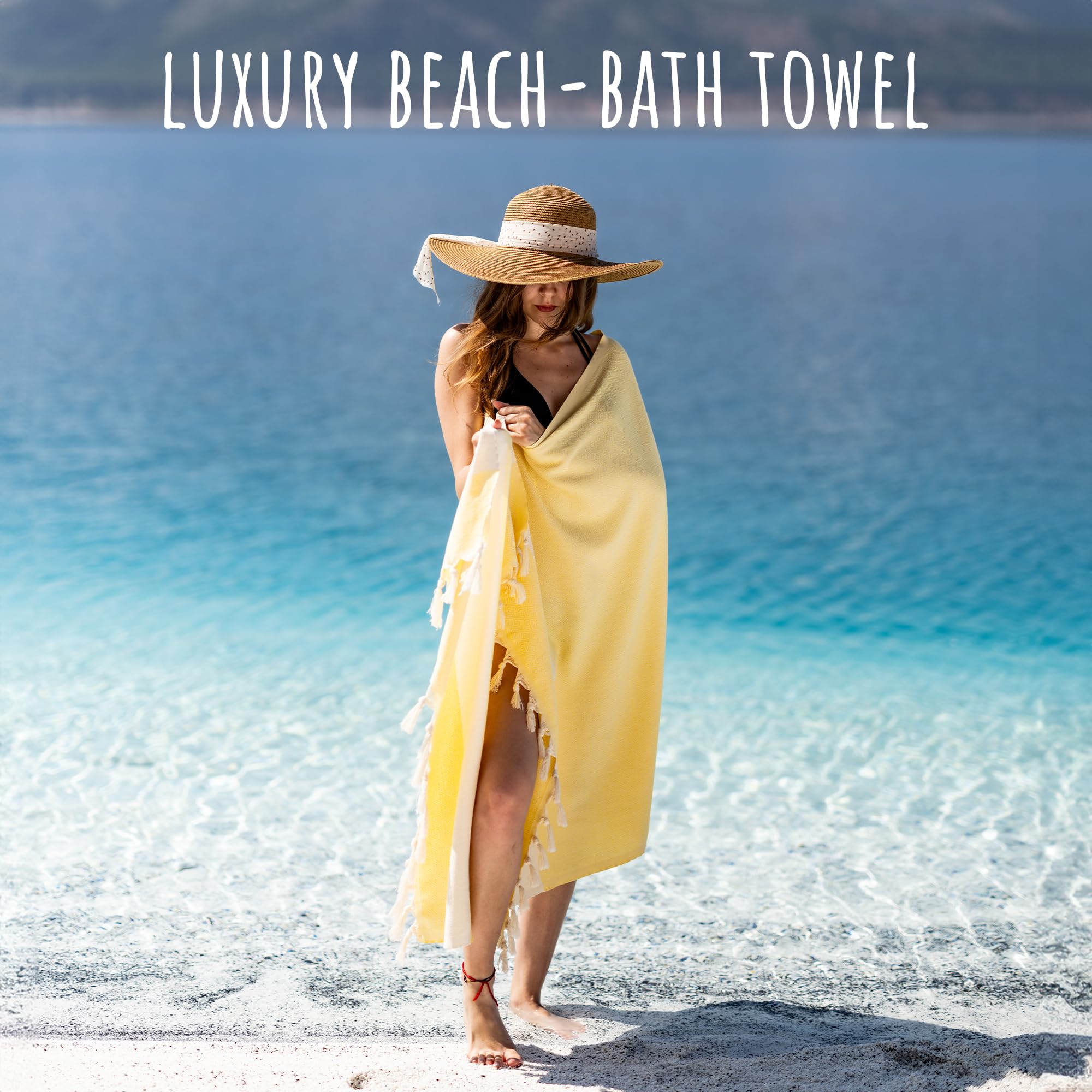 **Premium Turkish Beach Towel - Extra Large 40x71 Inch - 100% Cotton, Quick Dry & Sand-Free - Oversized Travel & Pool Towel for Adults - Perfect for Beach, Vacation, Yoga & Picnic**