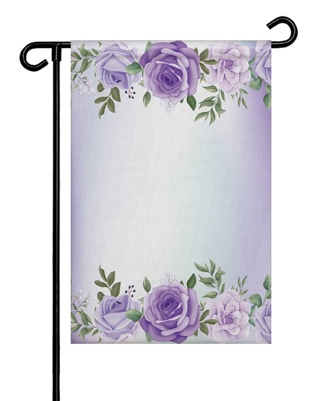 Seven Roses Double Sided Burlap Garden Flag - Watercolor Purple Floral Spring Summer Welcome Banner - 28x40 Inch Seasonal Vertical Yard Decoration for Patio, Lawn & Outdoor Decor | Perfect for Front Porch, Garden Pathway & Seasonal Celebrations