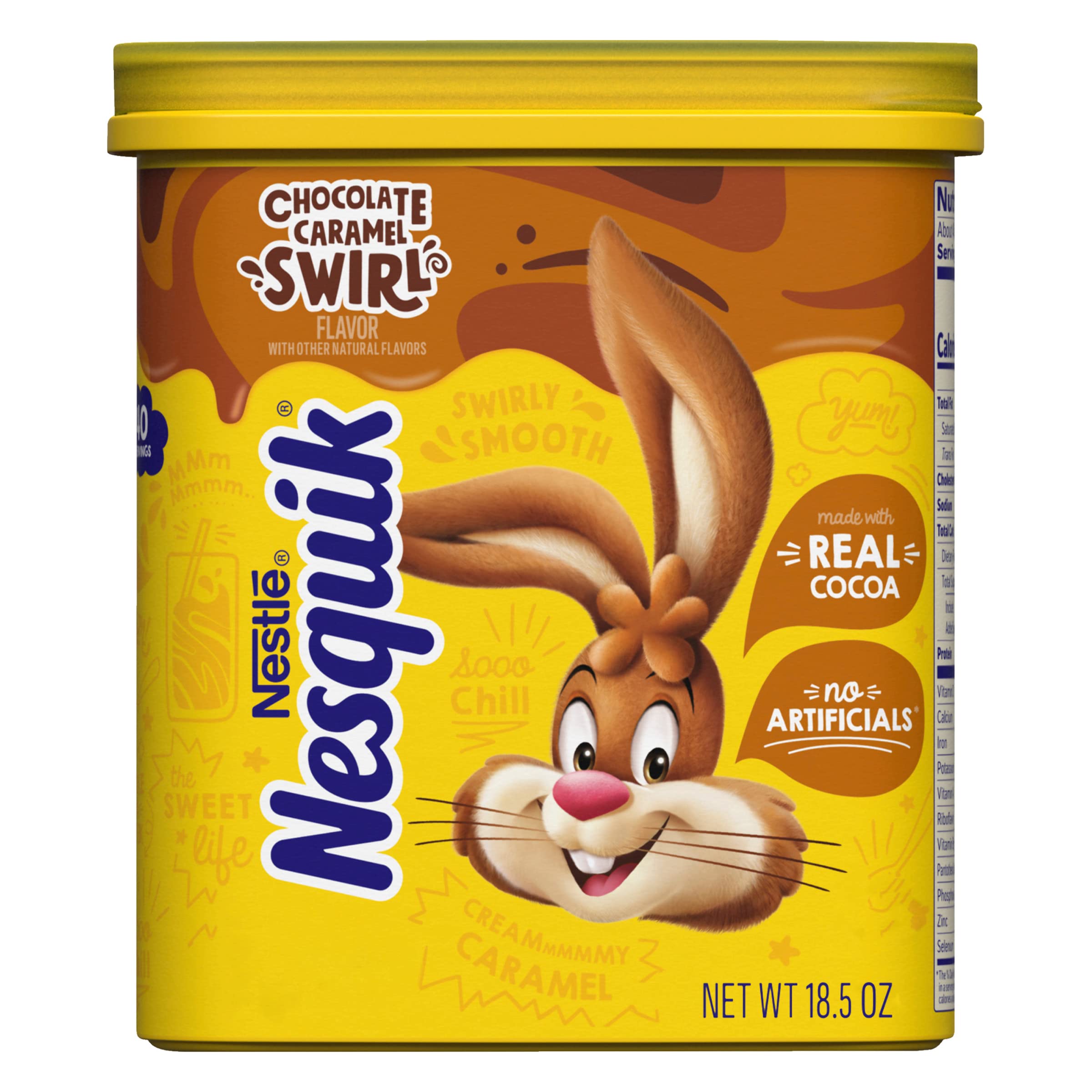NESQUIK Chocolate Caramel Powder - 6 Pack (18.5oz Each) | Delicious Hot & Cold Milk Mix for Kids & Adults | Perfect for Breakfast, Baking & Snacks