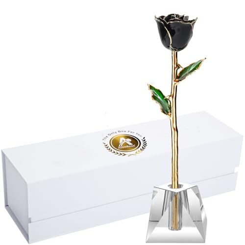 9. Black Original Rose With Crystal Vase