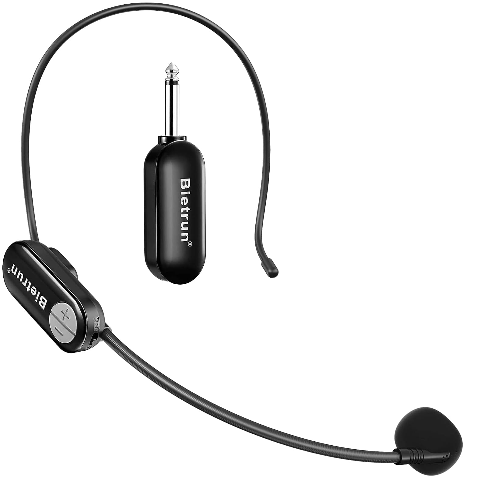 Bietrun UHF Wireless Microphone Headset with 1/4'' Plug, 165ft Range, 2-in-1 Headset & Handheld Mic for Karaoke, Amplifiers, PA Systems, Teaching, Fitness, Church Services, and Outdoor Events (Black)