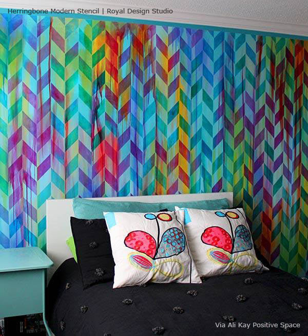 Herringbone Pattern Wall Stencils - Reusable DIY Painting Template for Home Decor, Geometric Wall Art, Accent Walls | Perfect for Living Room, Bedroom, Nursery & Office Design