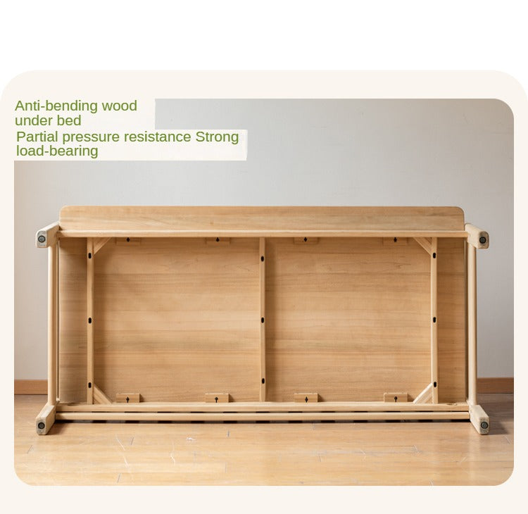 Solid Wood Poplar Kids Bed with Guardrail - Safe & Sturdy Toddler Bed for Nursery, Bedroom, or Playroom