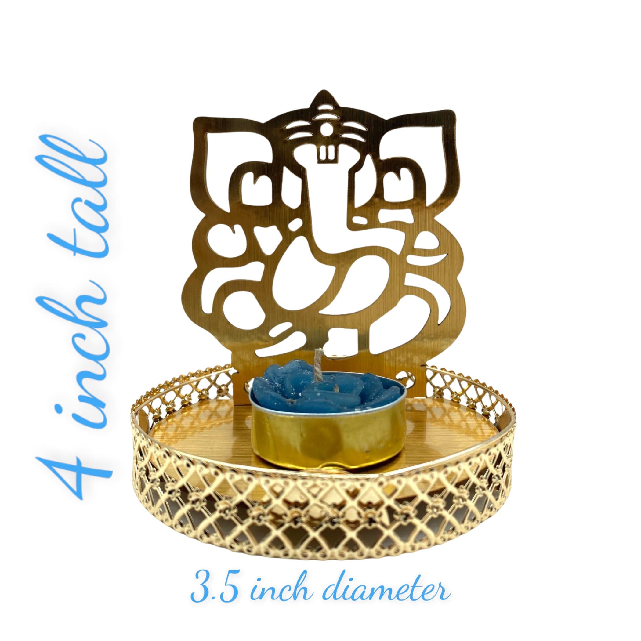 LOVENSPIRE Shadow Ganesha Tealight Candle Holder - Elegant Diya for Diwali, Christmas, Hanukkah & Thanksgiving - Decorative T-Light for Centerpiece, Dining Table & Home Decor - Perfect for Festivals, Pooja, Meditation & Romantic Dinners