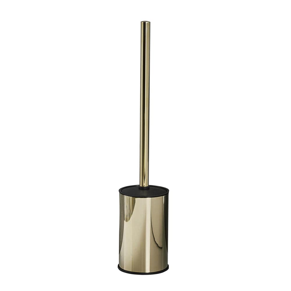 Stainless Steel Toilet Bowl Brush with Holder - No Drilling Wall Mount or Standing Toilet Cleaner Brush Set, Gold | Bathroom Cleaning Tool for Home, Hotel & Office Use