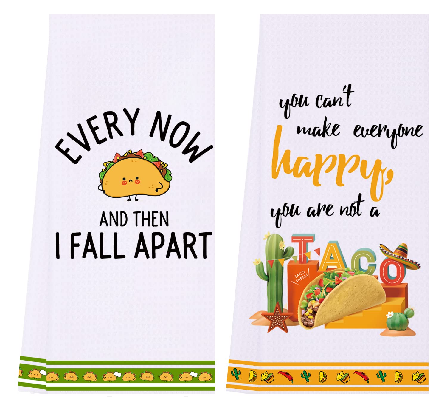 LXOMILL Funny Taco Decorative Dish Towels - Cinco De Mayo Kitchen Accessories & Housewarming Gifts - Perfect for Mexican Themed Parties, Kitchen Decor and Hostess Gifts