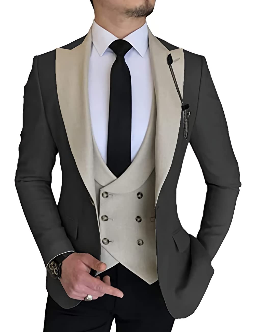 Men's Slim Fit 3 Piece Suit Set - One Button Blazer, Vest & Pants for Business, Wedding, Prom | Formal Office Wear & Special Occasion Outfit