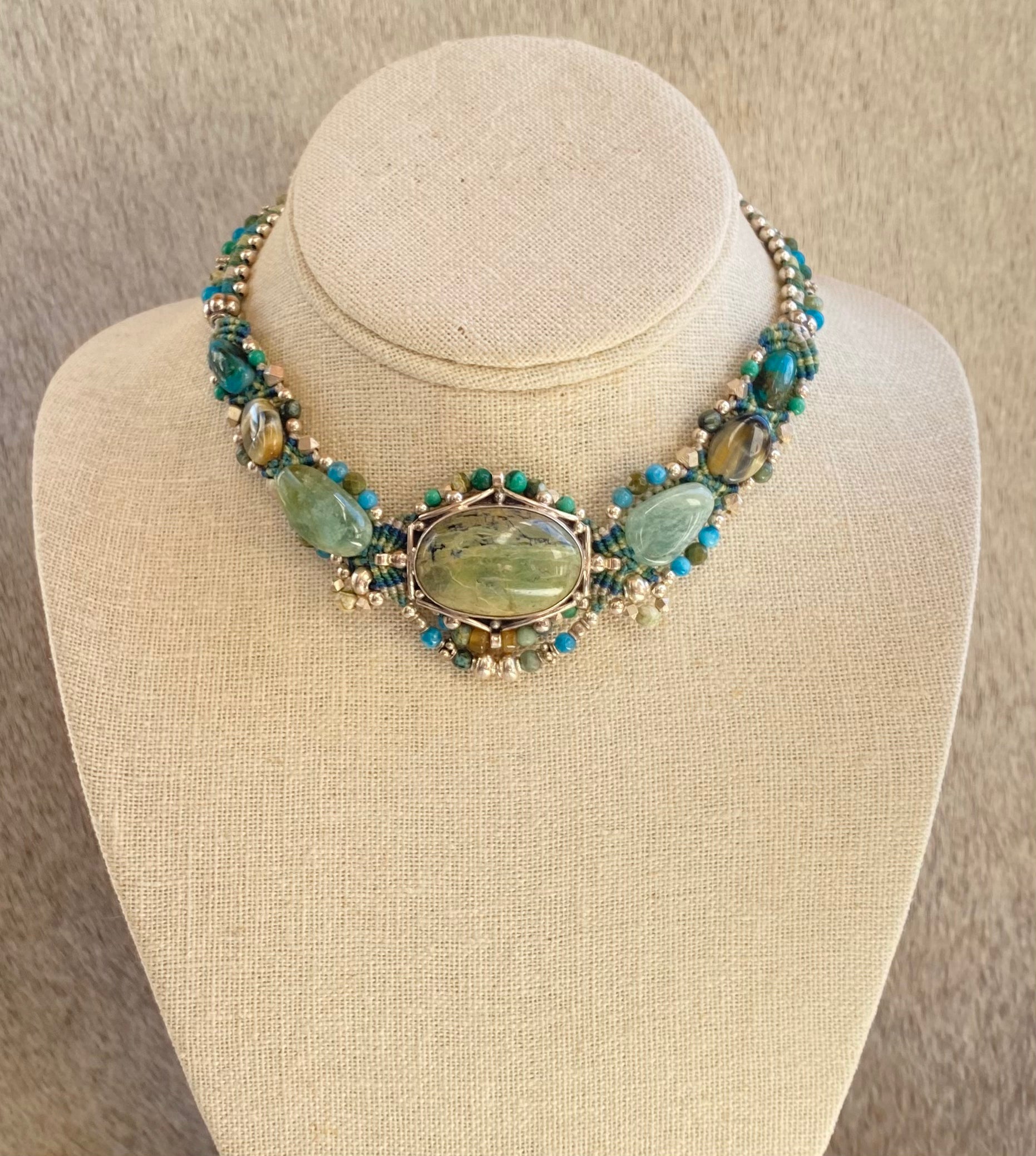Handmade Macramé Necklace with Genuine Green Opal Gemstone - Boho Chic Jewelry for Women, Perfect for Festivals, Weddings & Everyday Wear