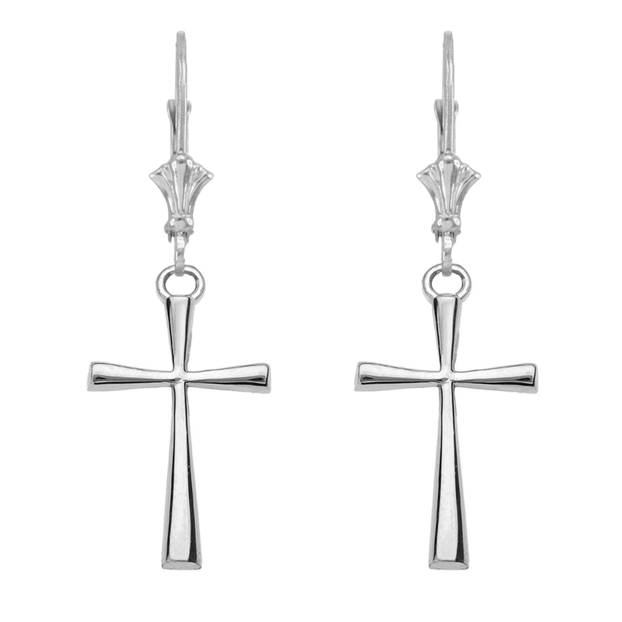 10k Gold Religious Cross Leverback Earrings - Certified Hypoallergenic for Sensitive Ears - Perfect for Church, Weddings & Everyday Faith Jewelry