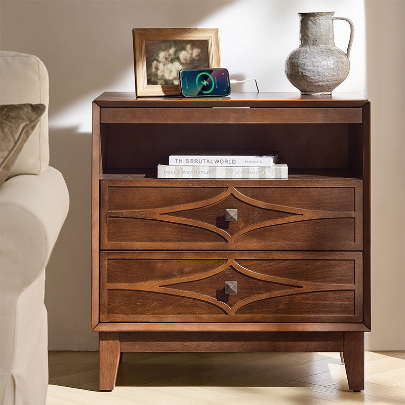 Josefa 3-Drawer Nightstand with USB & Type C Charging Ports - Modern Bedside Table for Bedroom, Living Room, or Office - Convenient Storage & Device Charging Solution