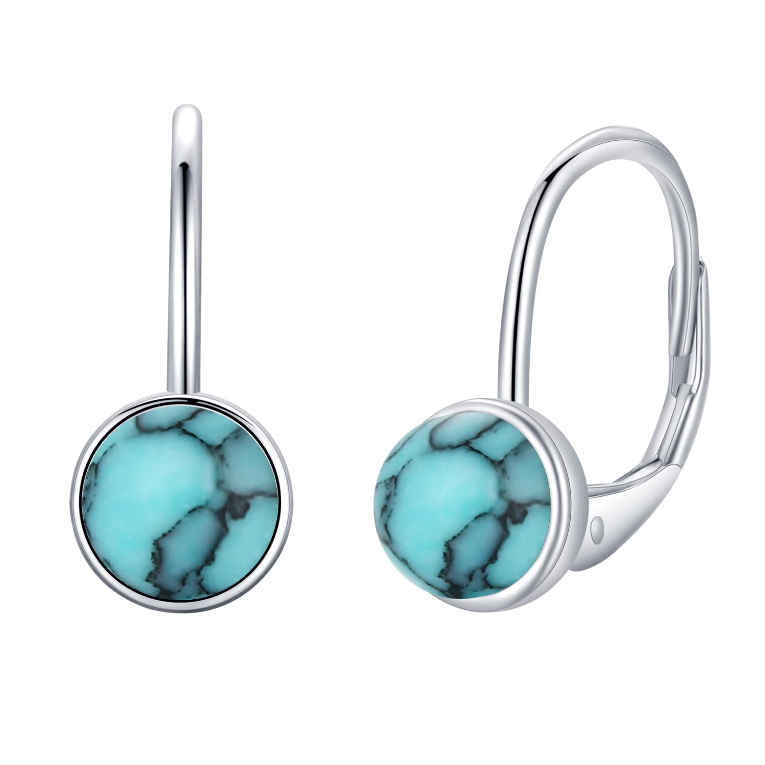 Turquoise & Moonstone Hoop Earrings for Women | Sterling Silver Dangle Drop Earrings | Leverback Teardrop & Heart Design | Hypoallergenic Jewelry for Sensitive Ears | Western Style Boho Gifts for Girls | Perfect for Parties, Weddings & Everyday Wear