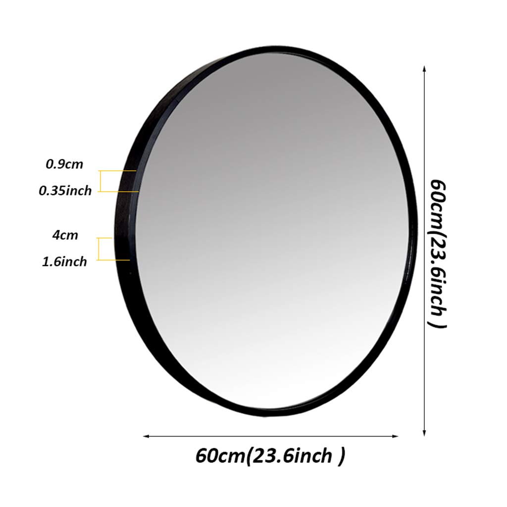 Rustic Modern Round Wall Mirror with Black Metal Frame - Bathroom, Entryway & Living Room Decor - Durable Dresser Mirror for Home Decor & Vanity Use