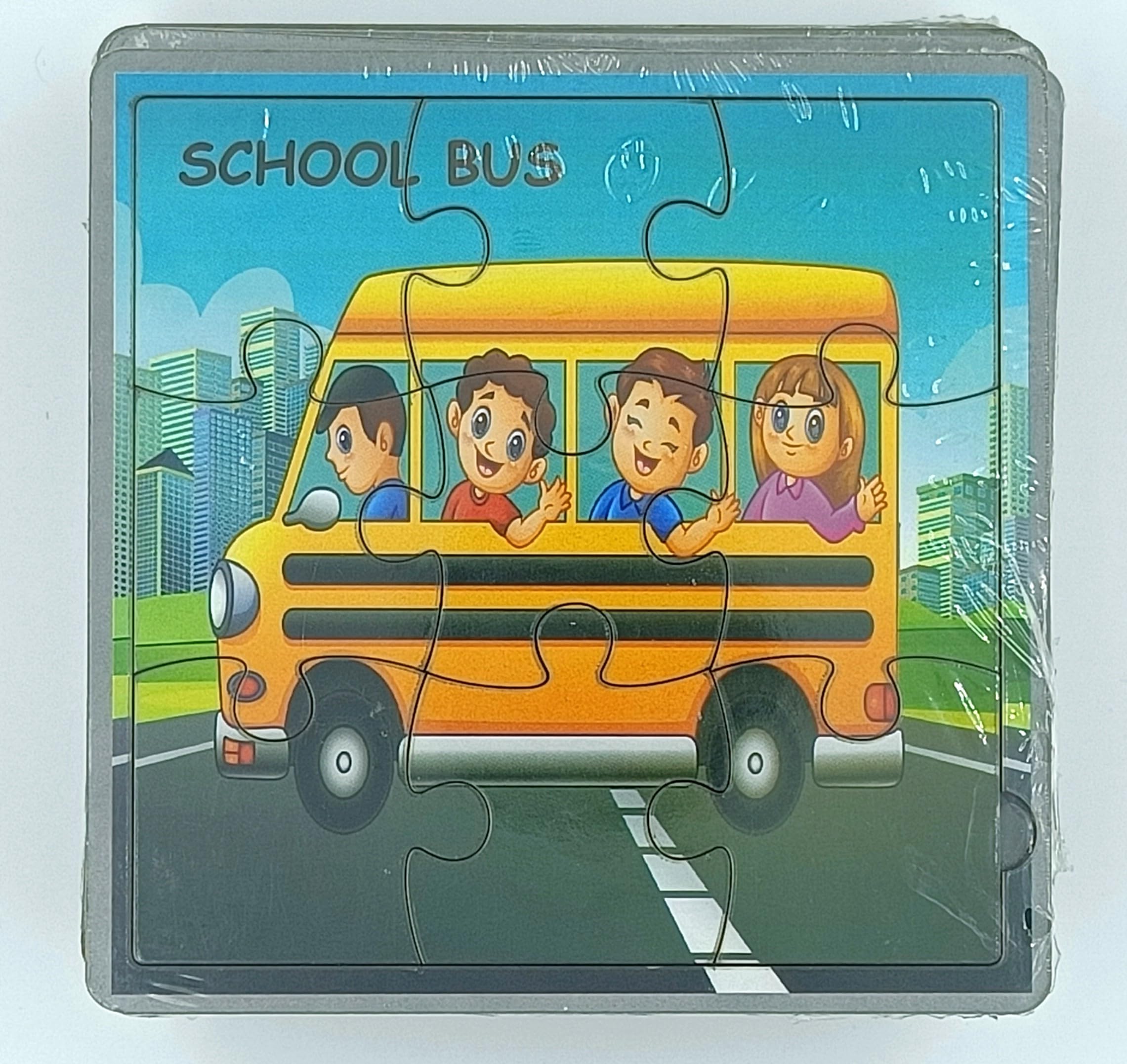 Eco-Friendly Wooden School Bus & Taxi Puzzle Set (2-Pack) - Safe Educational Toys for Toddlers & Preschoolers - Perfect for Classroom Learning, Birthday Gifts & Montessori Activities