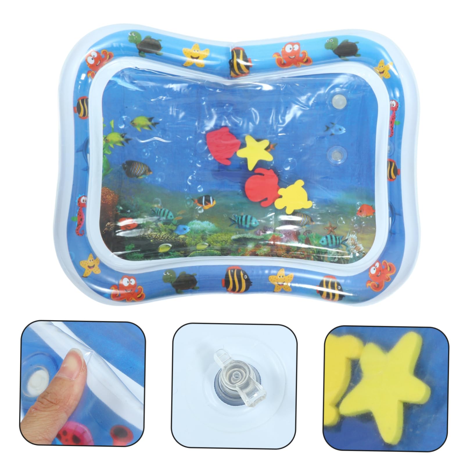 **Toyvian Baby Water Play Mat - Non-Toxic PVC Sensory Activity Cushion for Newborns & Toddlers (Blue) - Perfect for Tummy Time, Sensory Development & Indoor Play**