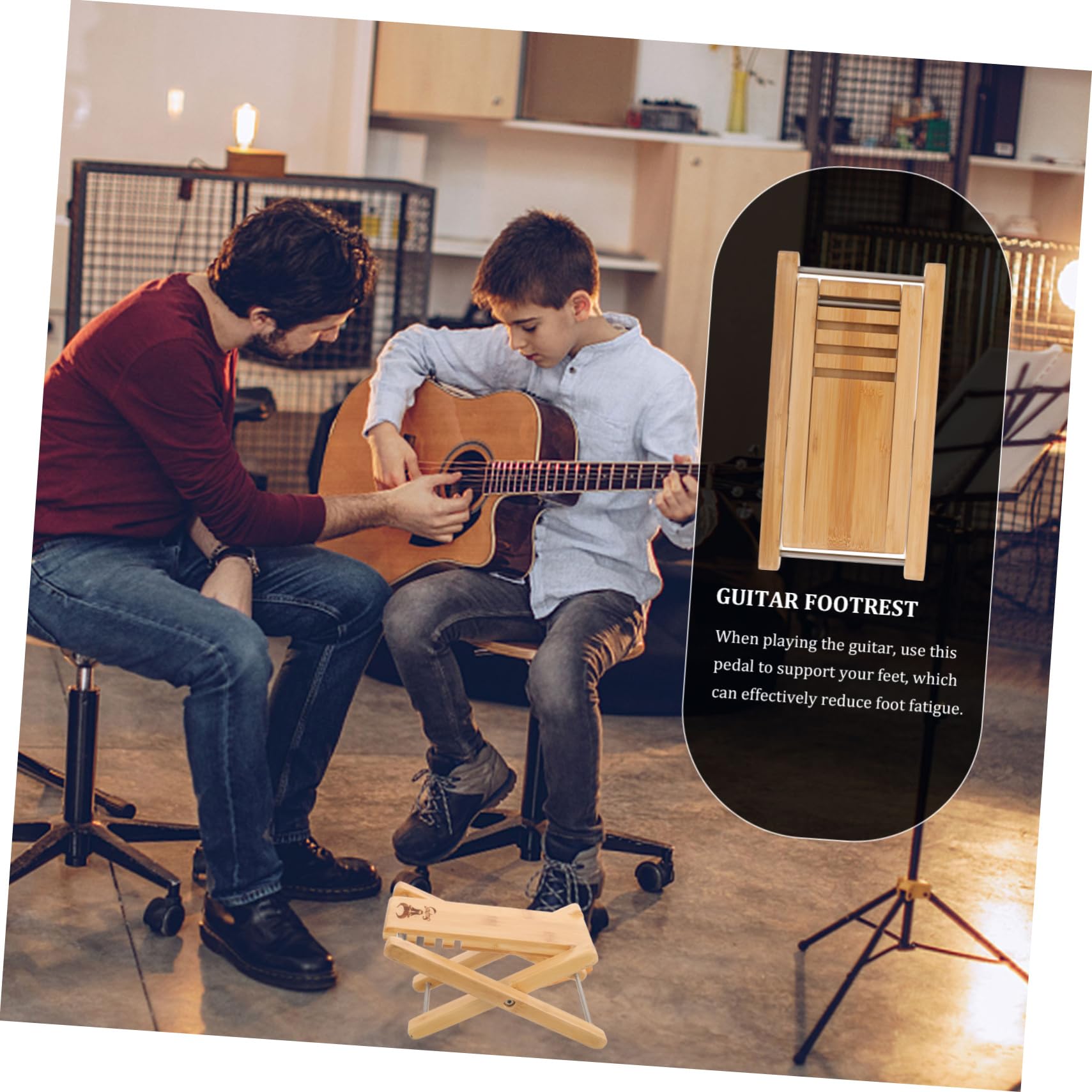 Premium Wooden Guitar Footstool - Adjustable Guitar Foot Rest & Stool for Musicians - Ergonomic Guitar Accessory for Comfortable Playing - Perfect for Practice, Performances & Studio Sessions