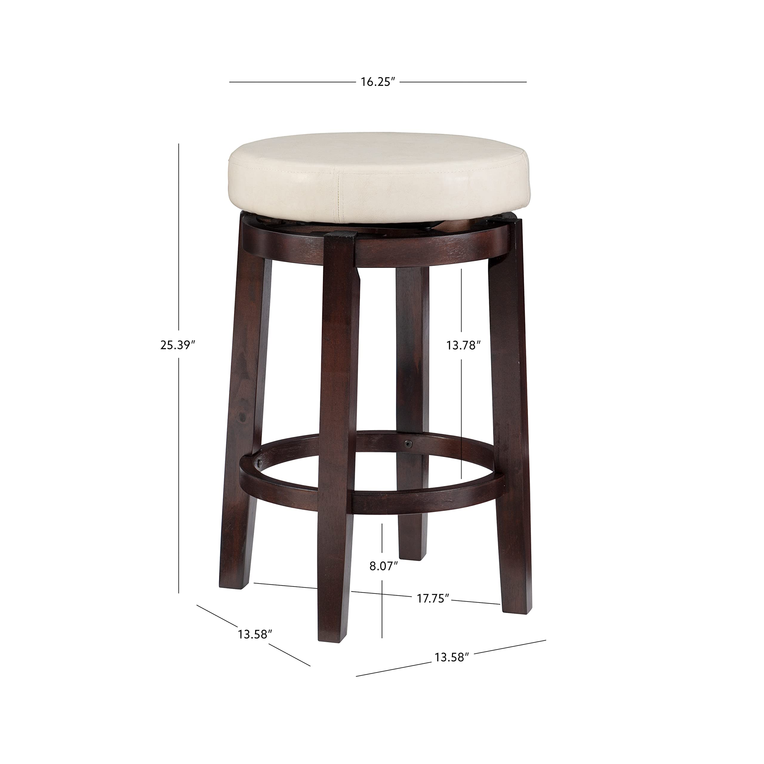 Linon Maya Rice 24 Inch Counter Height Bar Stool with Back Support - Modern Kitchen Island Stool for Dining, Breakfast Nook & Home Decor