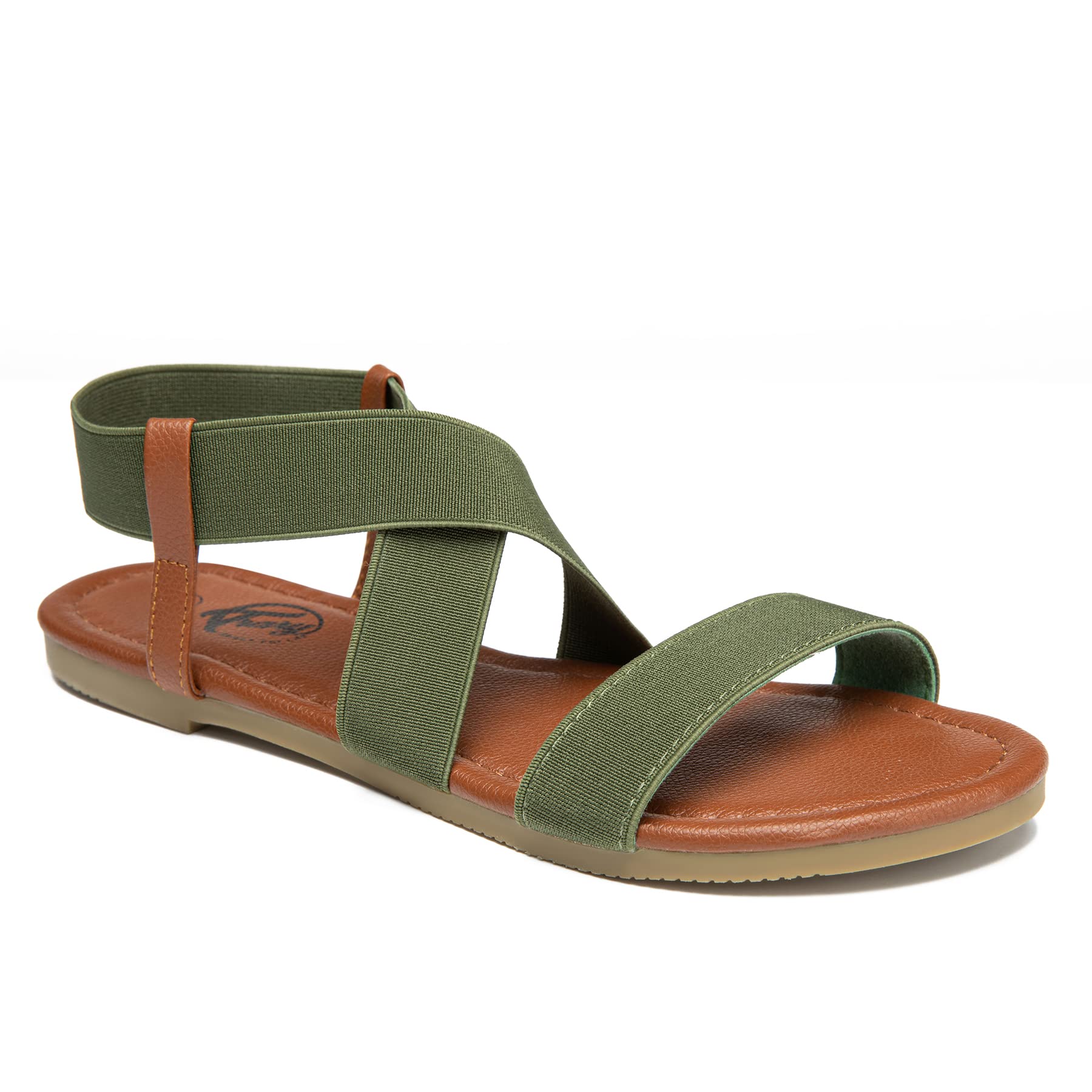Trary Women's Sandals - Comfortable Dressy Flat Summer Sandals for Wide Feet | Open Toe Elastic Casual Sandals for Women 2023 | Perfect for Beach, Vacation & Everyday Wear