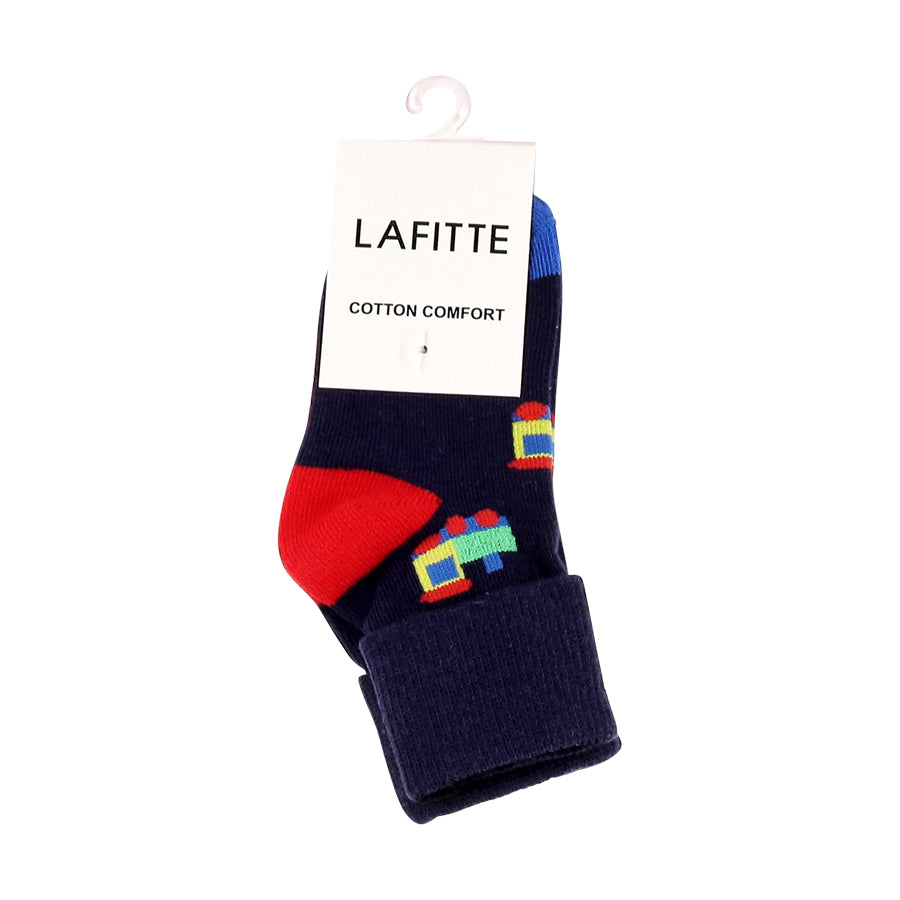 Baby Train Socks - Navy Blue Cotton Crew Socks for Boys & Girls - Soft & Comfortable for Daily Wear, School, Playtime & Special Occasions