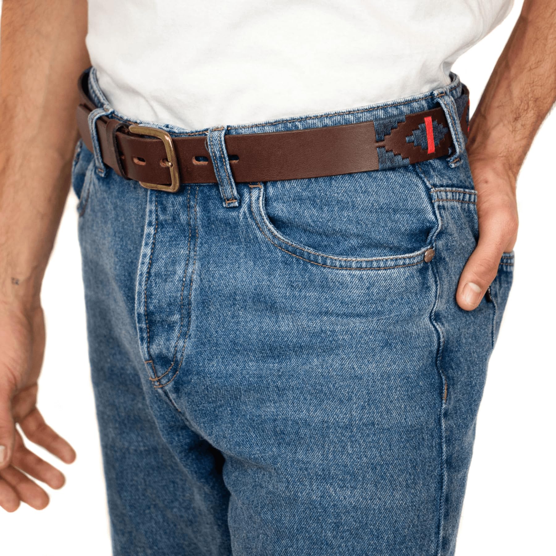 Premium Hand-Stitched Genuine Leather Polo Belt for Men - Classic Dress & Casual Wear - Perfect for Office, Business & Formal Occasions
