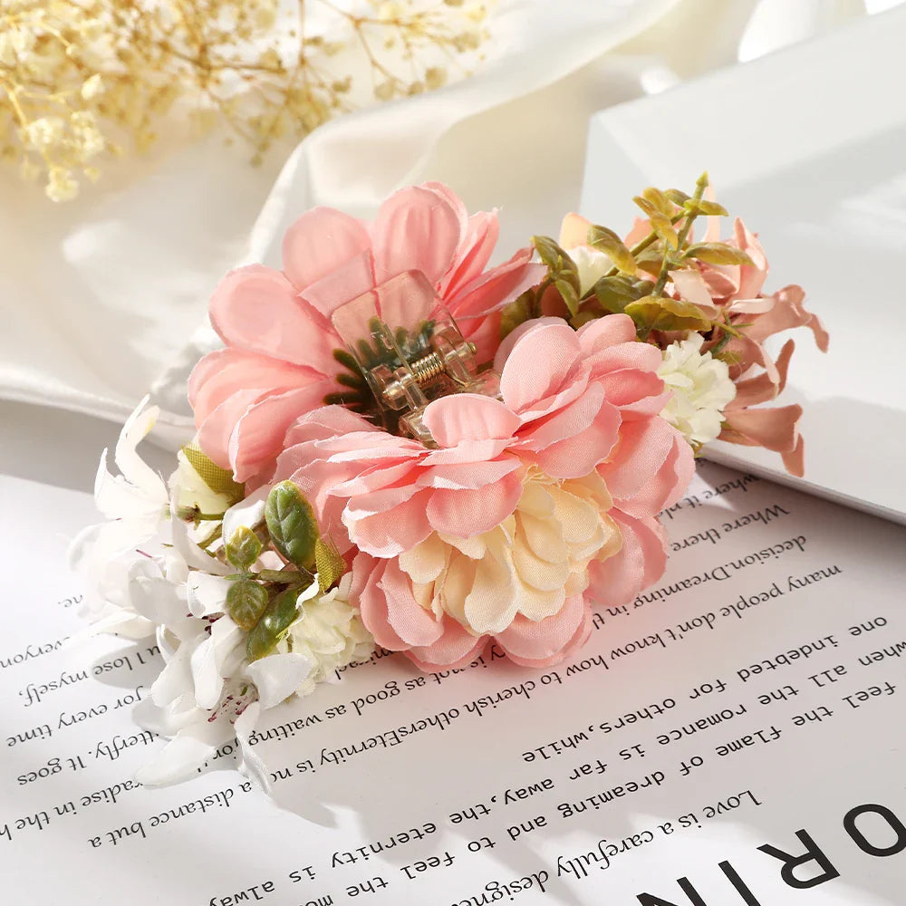 Haimeikang Large Flower Hair Clips for Women - Thick Hair Barrettes, Crab Claw Hairpins, Summer Fashion Hair Accessories for Weddings, Parties, and Everyday Wear