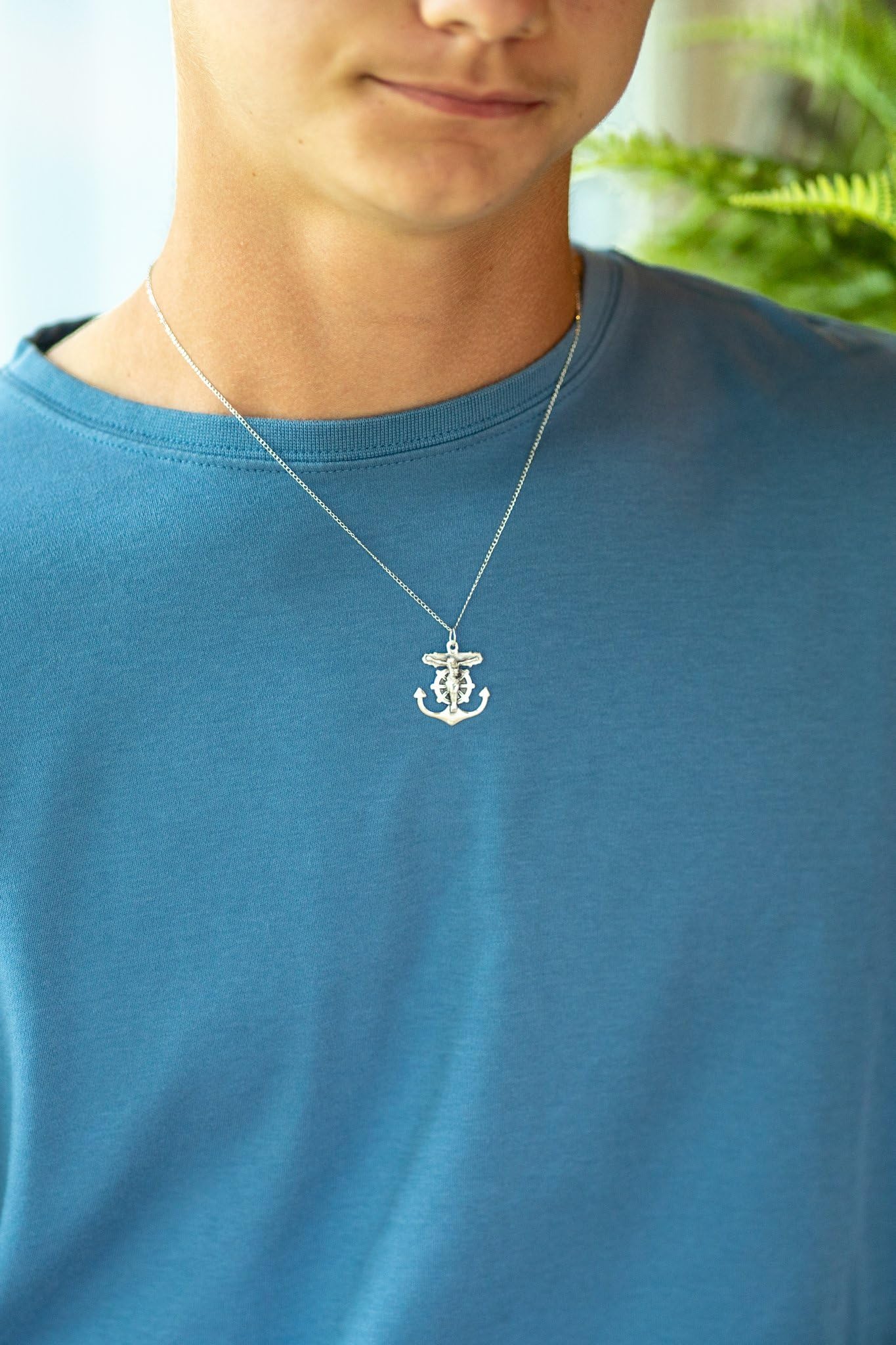 Heartland Store 925 Sterling Silver Anchor Crucifix Pendant Necklace for Men & Women | Religious Jewelry, USA Made | Perfect for Daily Wear, Gifts & Faith-Based Occasions