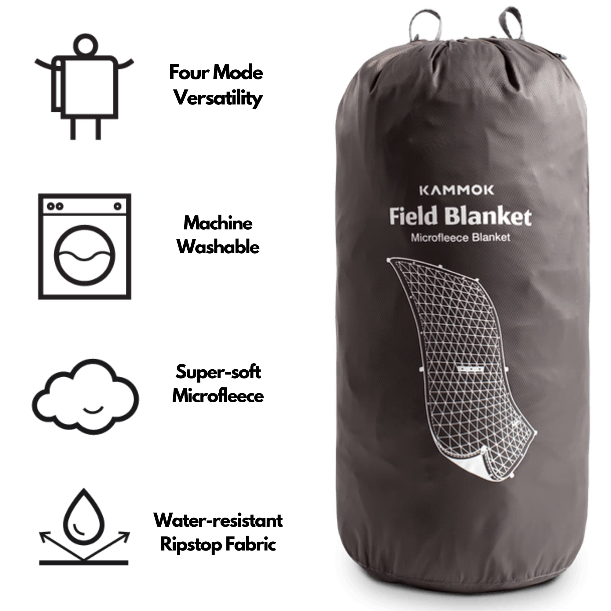 KAMMOK Field Blanket - Premium Microfleece Camping Blanket, Water Resistant & Durable for Indoor/Outdoor Use (84