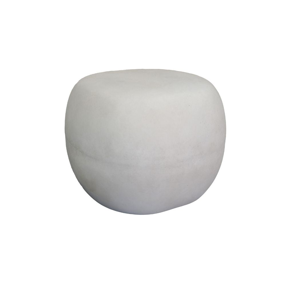 ROCCO 50cm White Concrete Pebble Side Table Stool - Indoor & Outdoor Use for Patio, Garden, Living Room, and Bedroom Decor