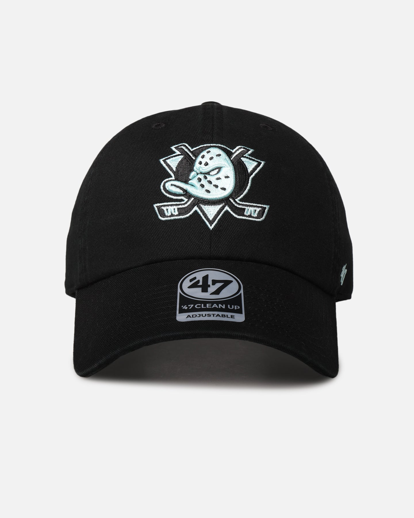 47 Brand Anaheim Ducks 47 Clean Up Strapback Adjustable Hat - Black/Turquoise Hockey Cap for Men & Women - Perfect for Game Day, Casual Wear & Sports Fans