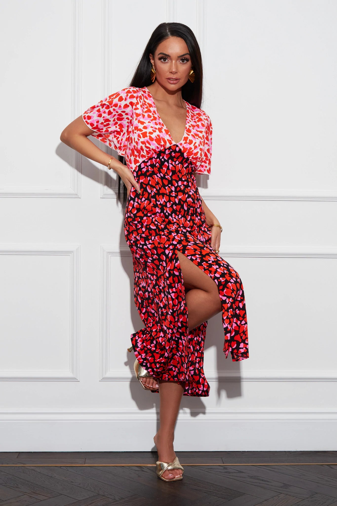 Levi Angel Sleeve Midi Dress for Women - Flowy A-Line Summer Dress with Puff Sleeves (Multiple Colors) - Perfect for Beach Vacation, Date Night & Casual Outings