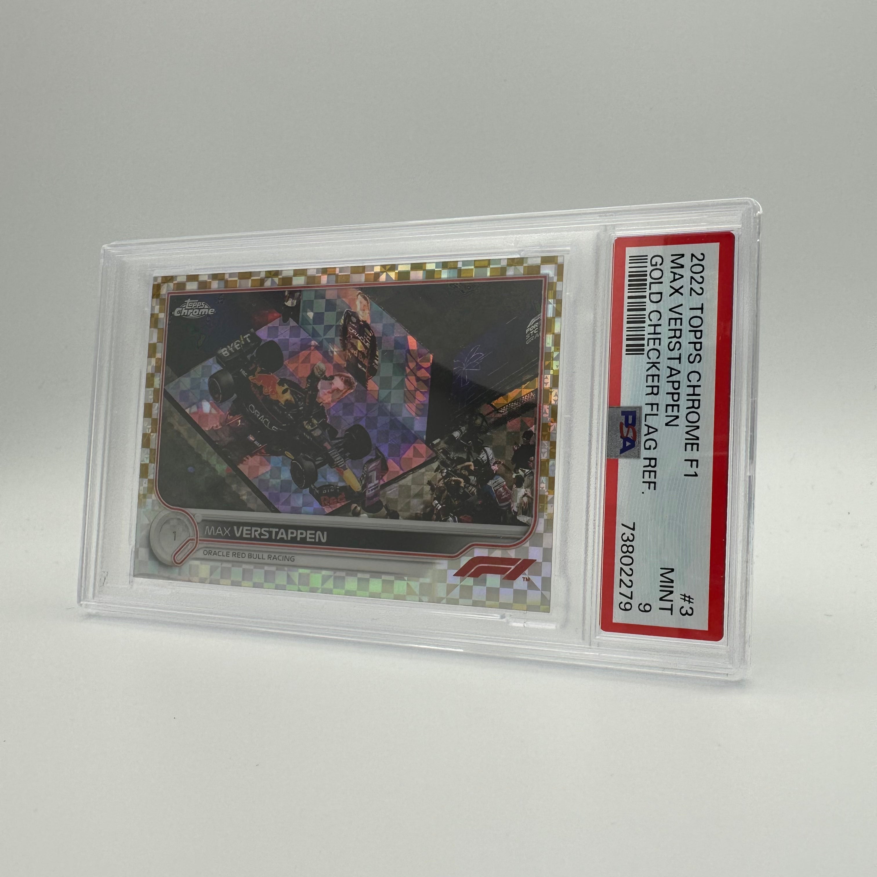 PSA 9 2016 Max Verstappen #3 Gold Checker Flag Refractor Trading Card - Perfect for F1 Collectors, Racing Fans & Sports Memorabilia Enthusiasts