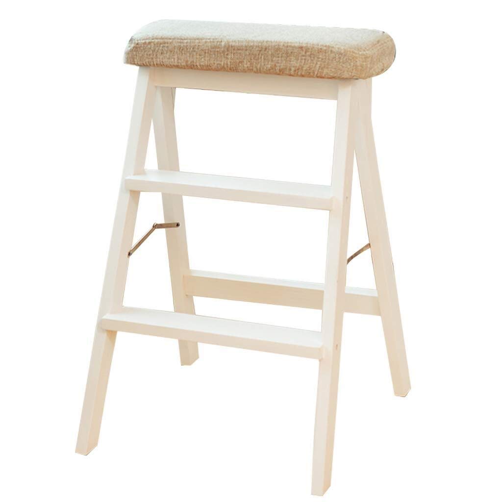 3-Step Wooden Folding Step Stool for Home - Solid Wood Indoor Climbing Stool for Living Room, Balcony, Patio - Perfect for Reaching High Shelves & Home Decor