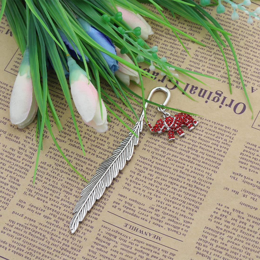 CHOORO Red Elephant & Triangle Bookmark - Rhinestone Jewelry for Greek Sorority 1913 - Perfect for Sorority Gifts, Book Lovers & Greek Life Accessories