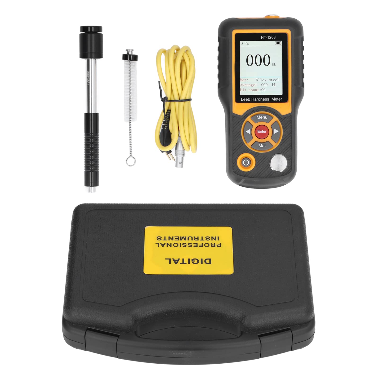 Portable Hardness Tester 170-960 HL Digital Durometer | HRA HRB HRC HB HV HSD Scale | TFT Color Screen | for Steel, Iron, Bronze, Copper, Aluminum (HT-1208) | Metal Testing, Quality Control, Industrial Use