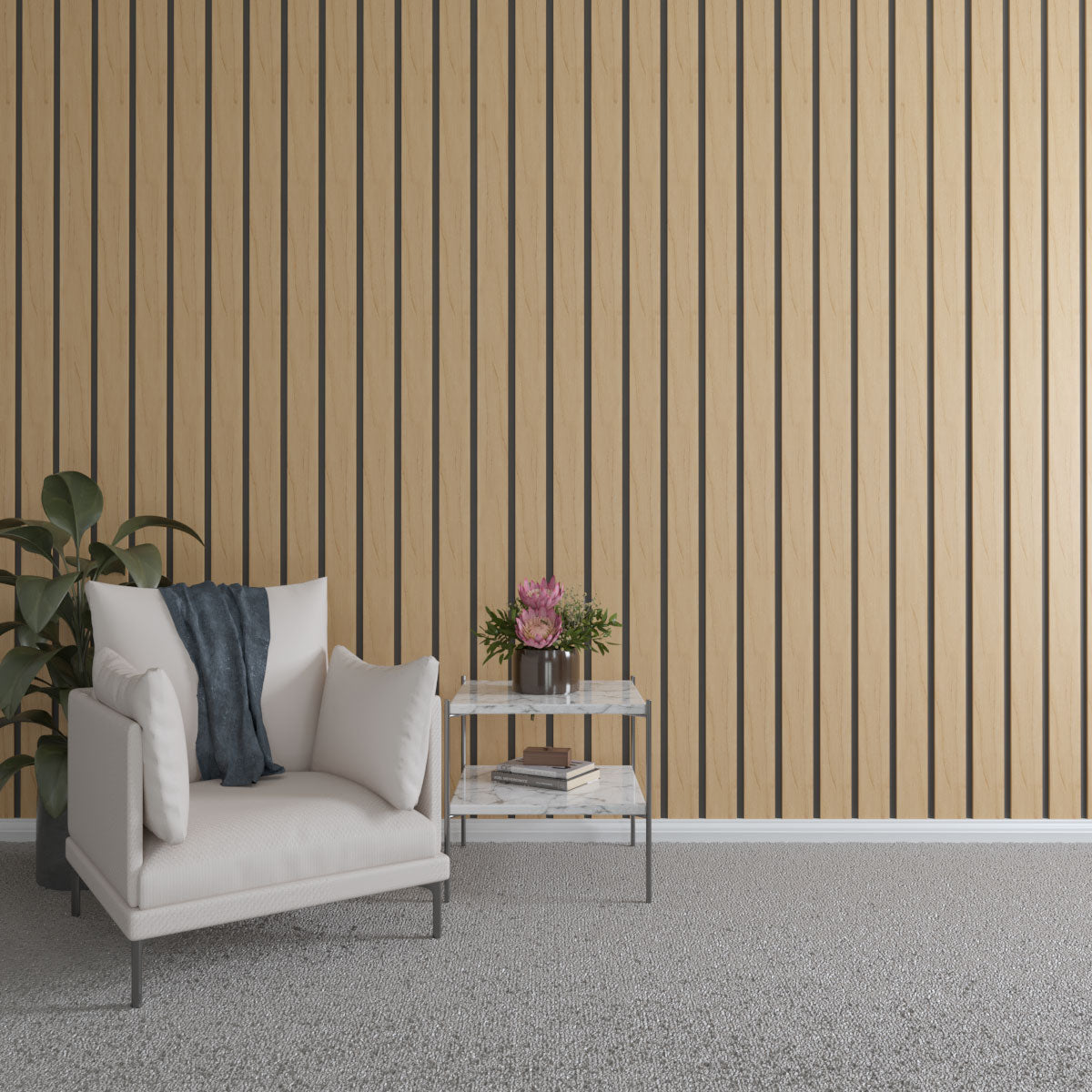 Adjustable Wood Slat Wall Kit - Modern DIY Room Divider & Decorative Panel for Home & Office - Perfect for Living Room, Bedroom, or Workspace Partitions