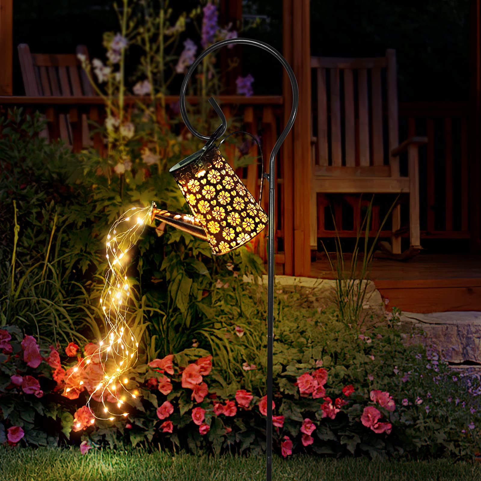 Solar Powered Outdoor Waterproof Hanging Lantern - Retro Metal Garden Decor with LED String Lights for Patio, Porch, Lawn, Driveway, Backyard & Pathway - Perfect for Romantic Evenings, Parties, Weddings & Holiday Decorations - Ideal for Outdoor Lighting, Garden Decoration and Special Events