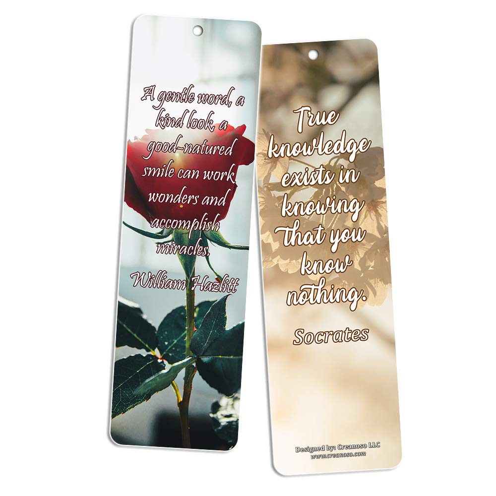 Creanoso Inspirational Quote Bookmarks Set (12-Pack) - Premium Motivational Bookmark Gift for Readers & Book Lovers - 6 Beautiful Designs - Perfect for Reading, Gifts, Book Clubs & Study Sessions