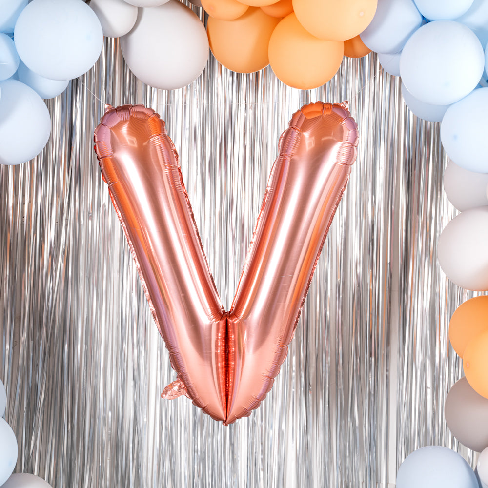 Rose Gold Mylar Letter V Balloon - 40