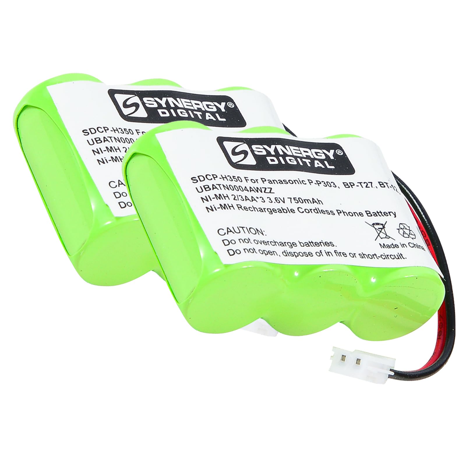 Synergy Digital Rechargeable Ni-MH 3.6V 750mAh Cordless Phone Batteries - 2 Pack Compatible with Sanyo 3N270AA & GESPCH03 - Perfect for Home/Office Cordless Phones with Long-Lasting Power