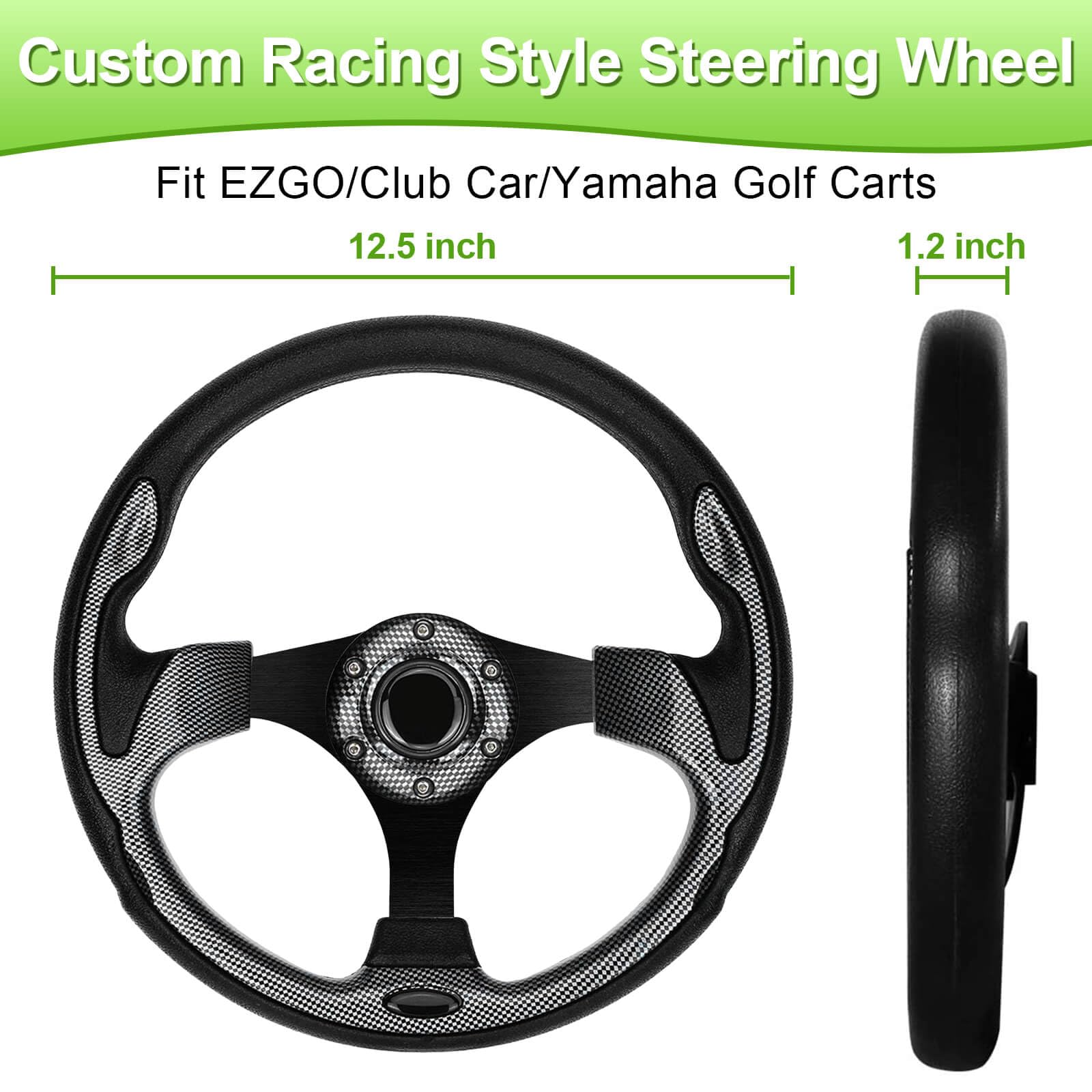 EZGO Universal Golf Cart Steering Wheel - Compatible with Club Car, Yamaha & More - Durable Black Replacement Steering Wheel for Golf Carts - Perfect for Golf Courses, Resorts & Private Communities