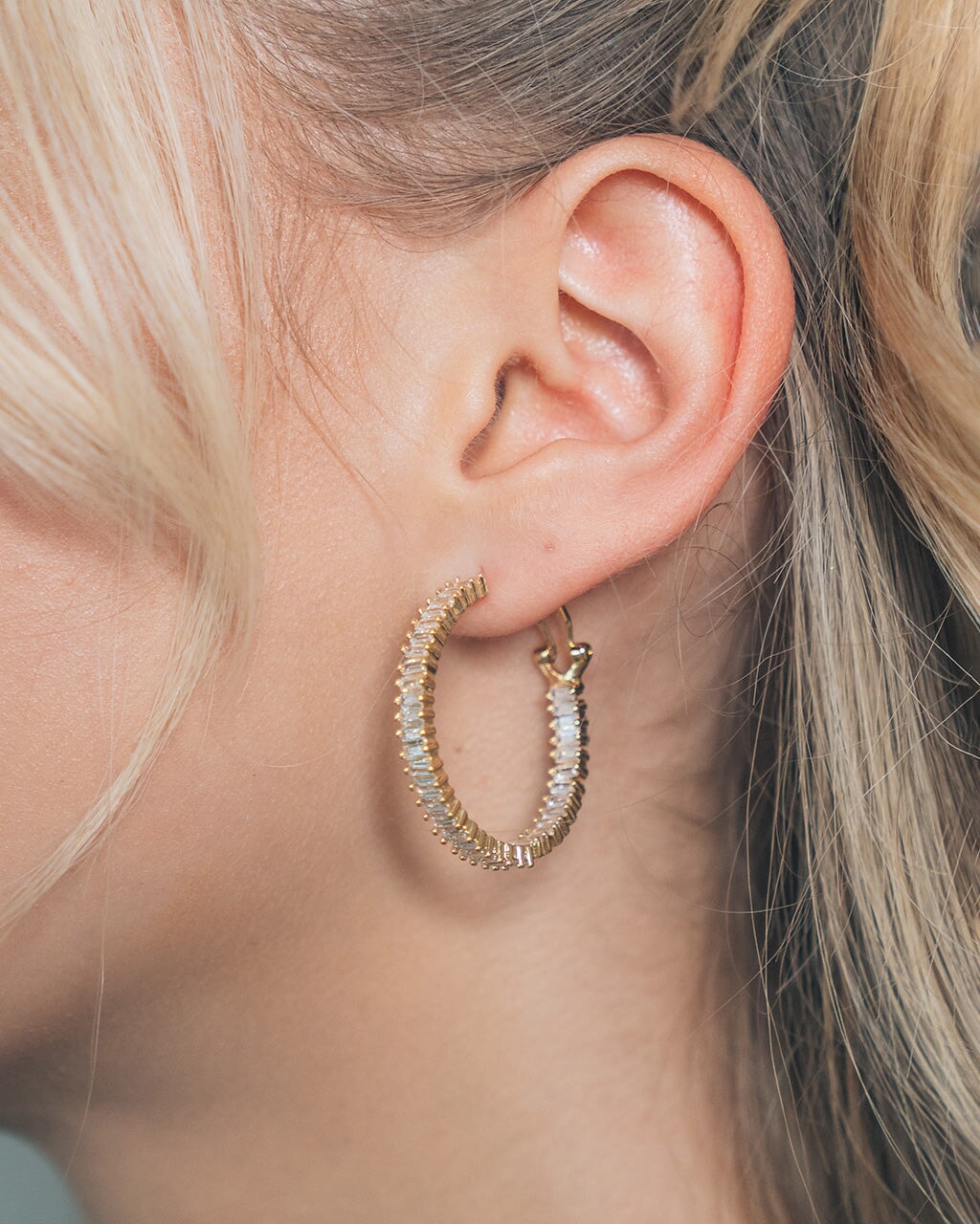 Mischa CZ Statement Hoop Earrings for Women - Sparkling Cubic Zirconia Gold Plated Dangle Earrings - Perfect for Parties, Weddings & Evening Events