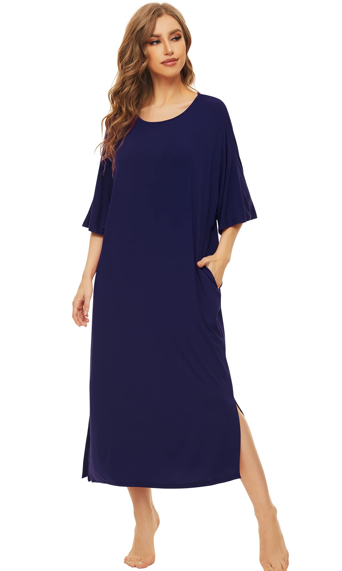 Soft Bamboo Nightgowns for Women - Long Sleeve Sleep Shirt & Comfy Loungewear - Plus Size S-4X - Perfect for Relaxing at Home, Sleeping & Lounging