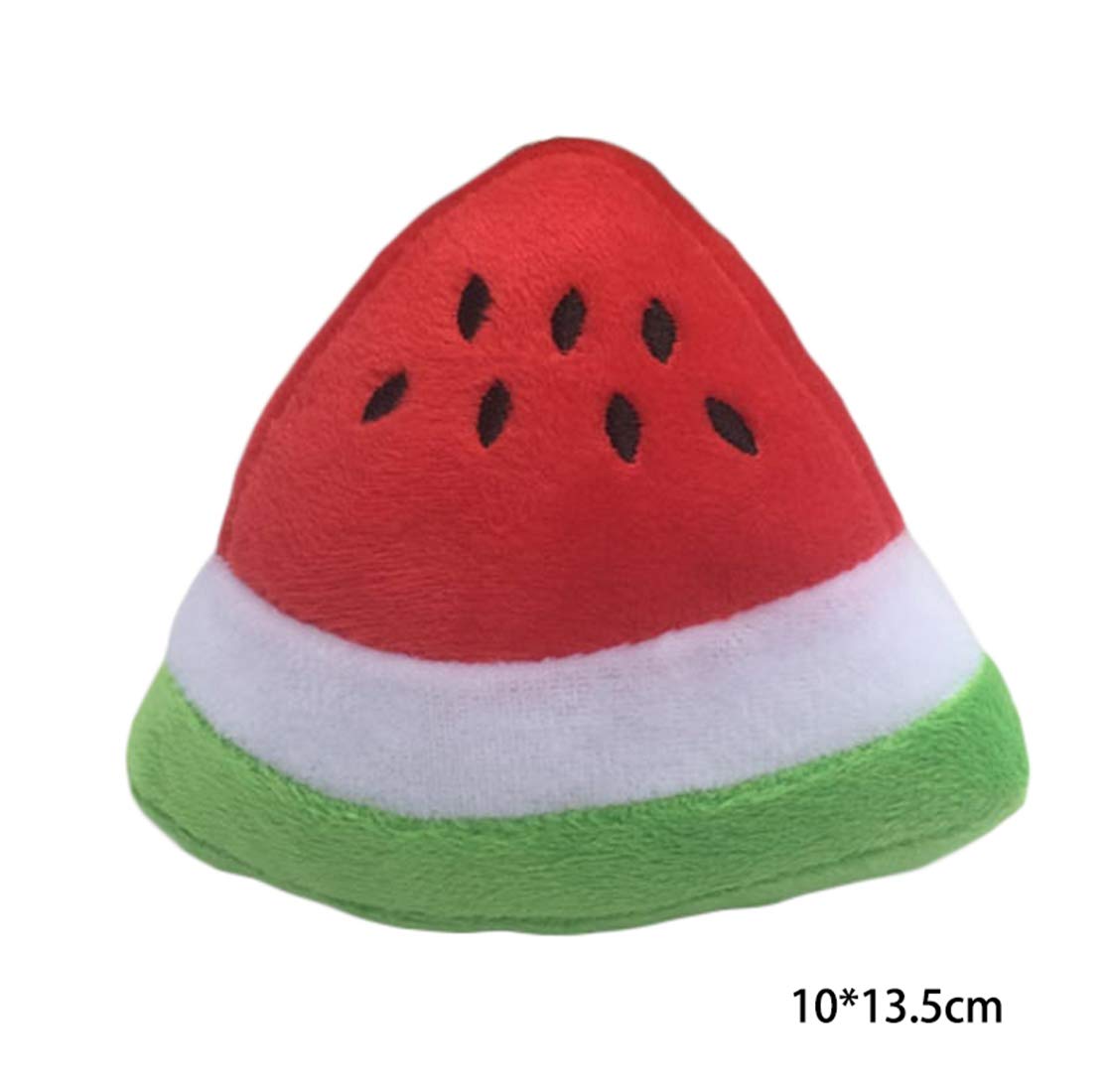 Durable Squeaky Plush Dog Toy - Watermelon Shaped Teeth Cleaning Chew Toy for Puppies | Soft Fetch & Chase Interactive Play | Perfect for Small Dogs, Training & Dental Health